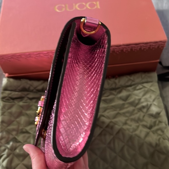 NWT Pink Shiny Gucci Horsebit ‘55 Anaconda Bag Comes with EVERYTHING - Picture 15 of 16